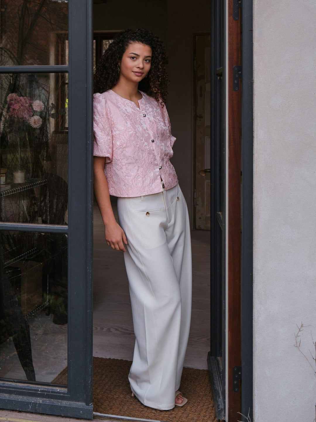 Aisa Soft Brocade Blouse Light Pink | Skjorter og bluser | Smuk