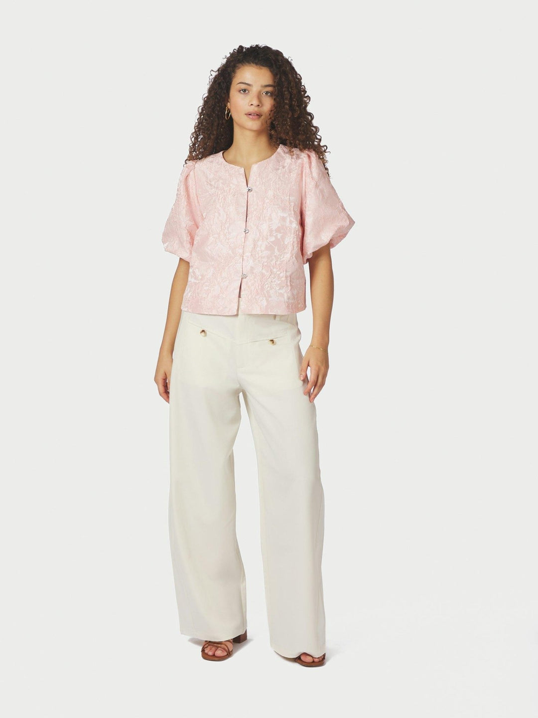 Aisa Soft Brocade Blouse Light Pink | Skjorter og bluser | Smuk