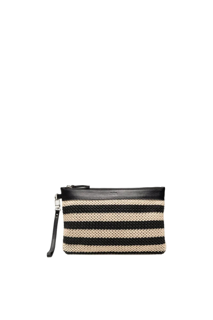 Allie Clutch Black Beige Stripe | Vesker | Smuk