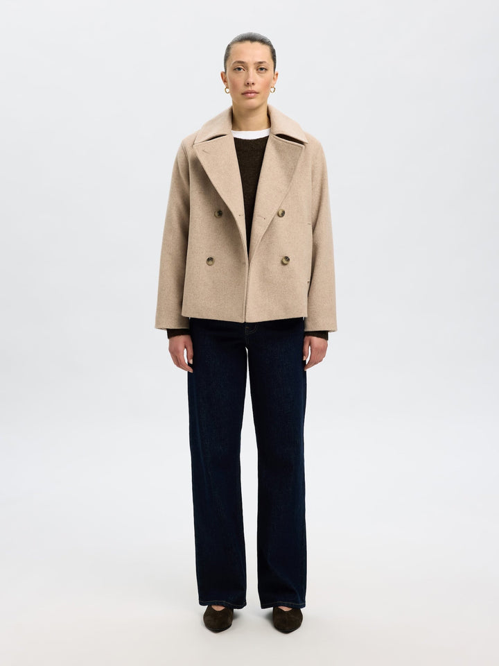 Alma Wool Blend Jacket Sandshell Melange | Yttertøy | Smuk - Dameklær på nett