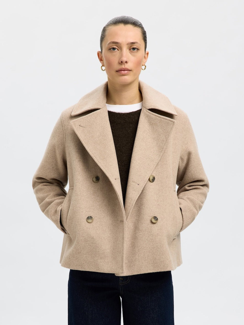 Alma Wool Blend Jacket Sandshell Melange | Yttertøy | Smuk - Dameklær på nett