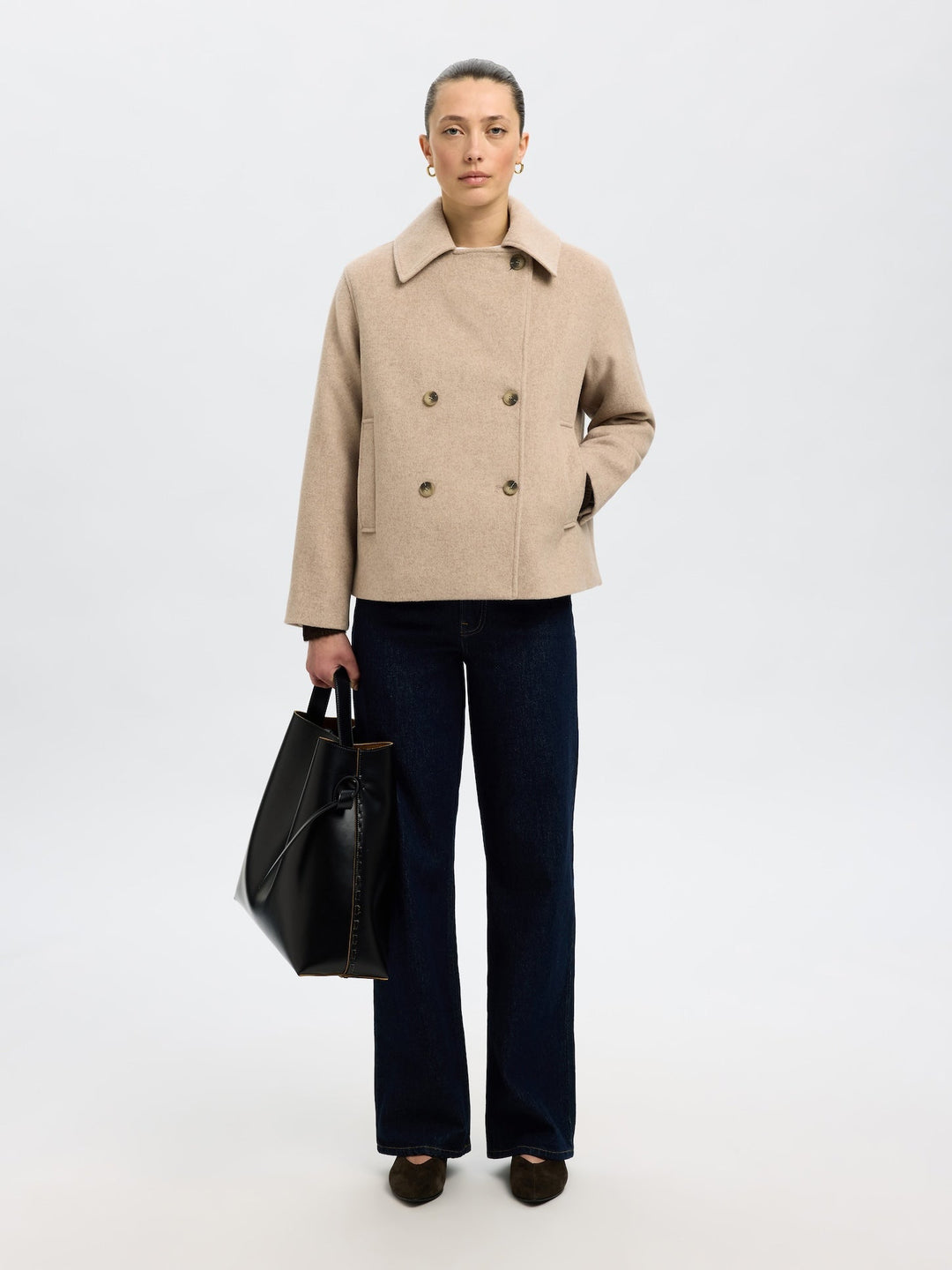 Alma Wool Blend Jacket Sandshell Melange | Yttertøy | Smuk - Dameklær på nett