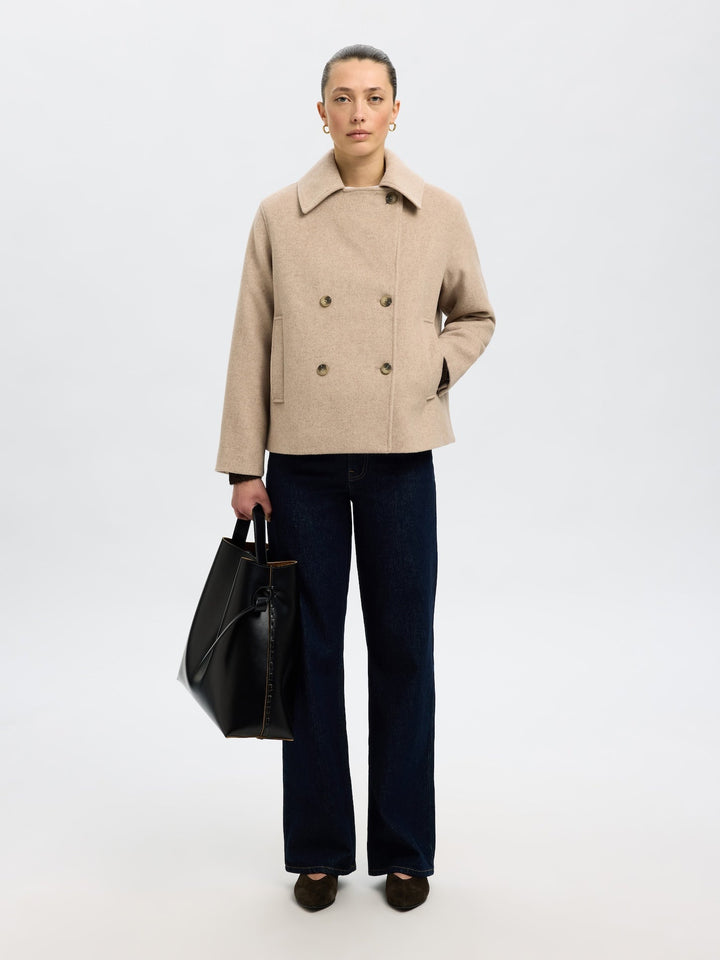 Alma Wool Blend Jacket Sandshell Melange | Yttertøy | Smuk - Dameklær på nett