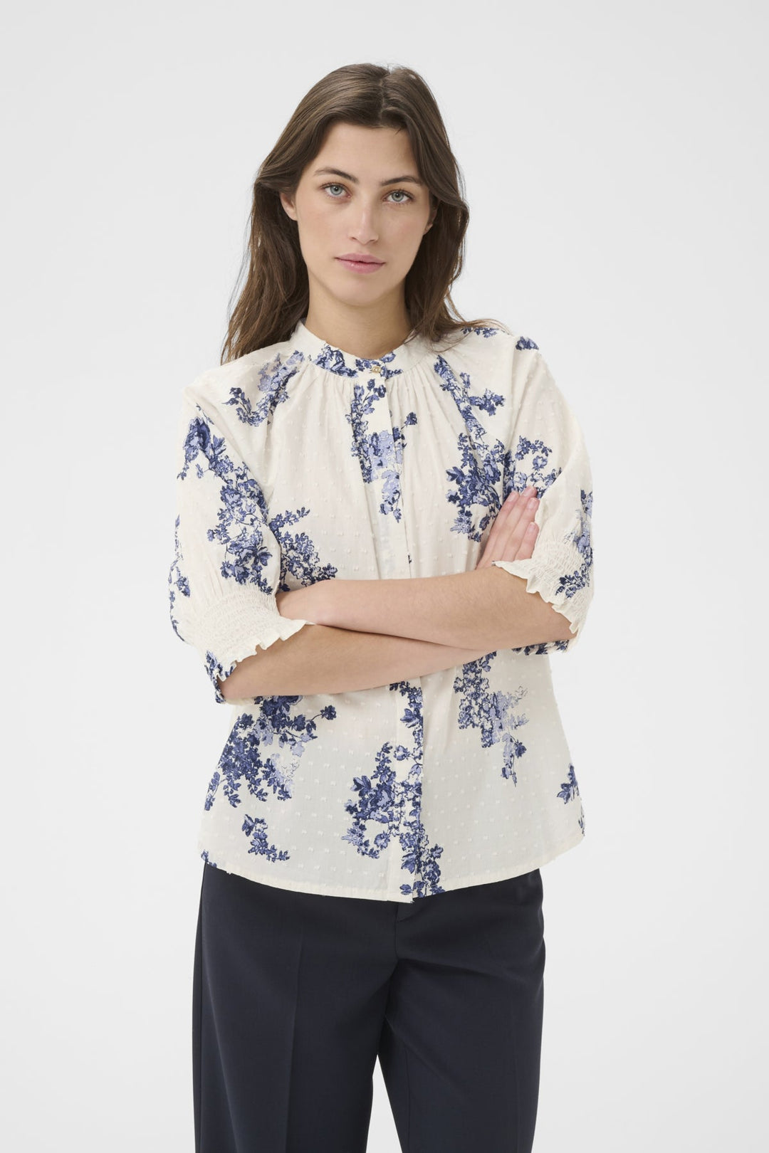 Almeras Shirt Blue Shadow Flower Print | Skjorter og bluser | Smuk