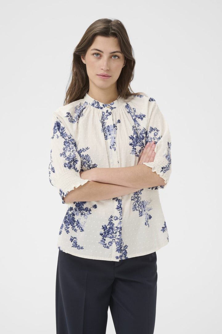Almeras Shirt Blue Shadow Flower Print | Skjorter og bluser | Smuk