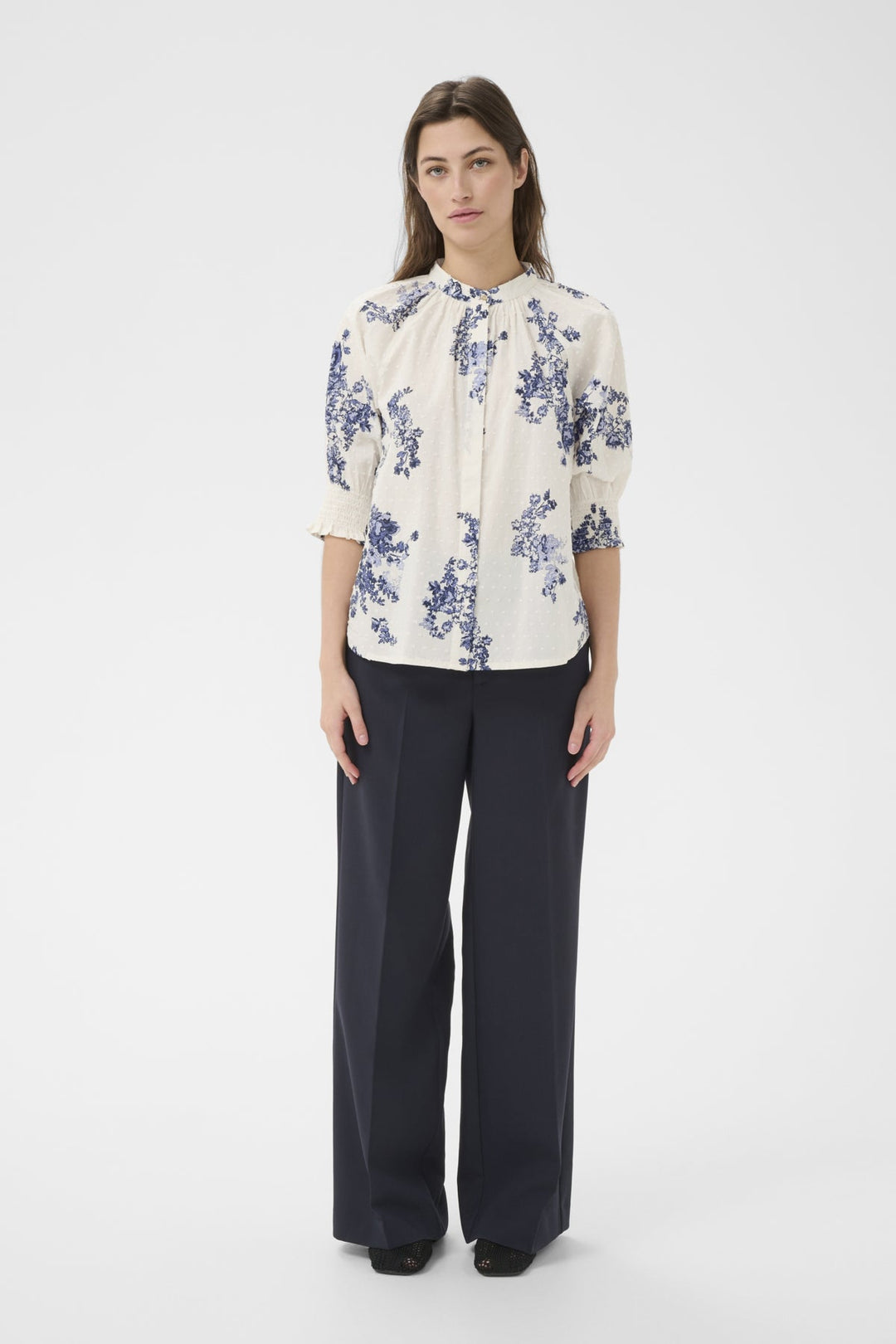Almeras Shirt Blue Shadow Flower Print | Skjorter og bluser | Smuk