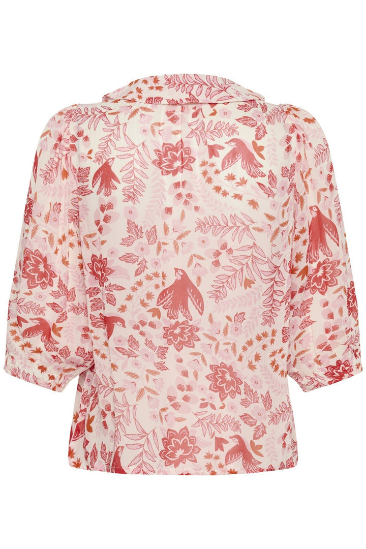 Alvia Blouse Poppy Red Bird Print | Skjorter og bluser | Smuk