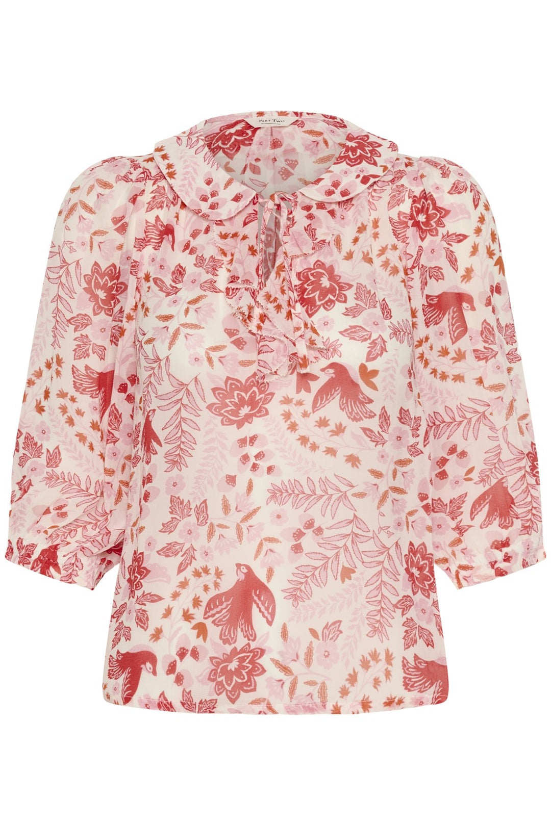 Alvia Blouse Poppy Red Bird Print | Skjorter og bluser | Smuk