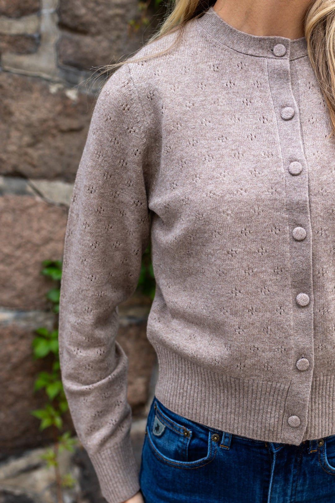 Amala Knit Cardigan Mid Brown Melange | Genser | Smuk