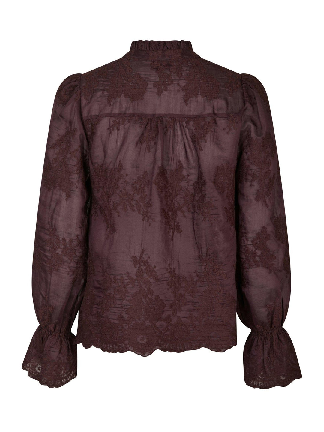 Amara Big Embroidery Blouse Burgundy | Skjorter og bluser | Smuk