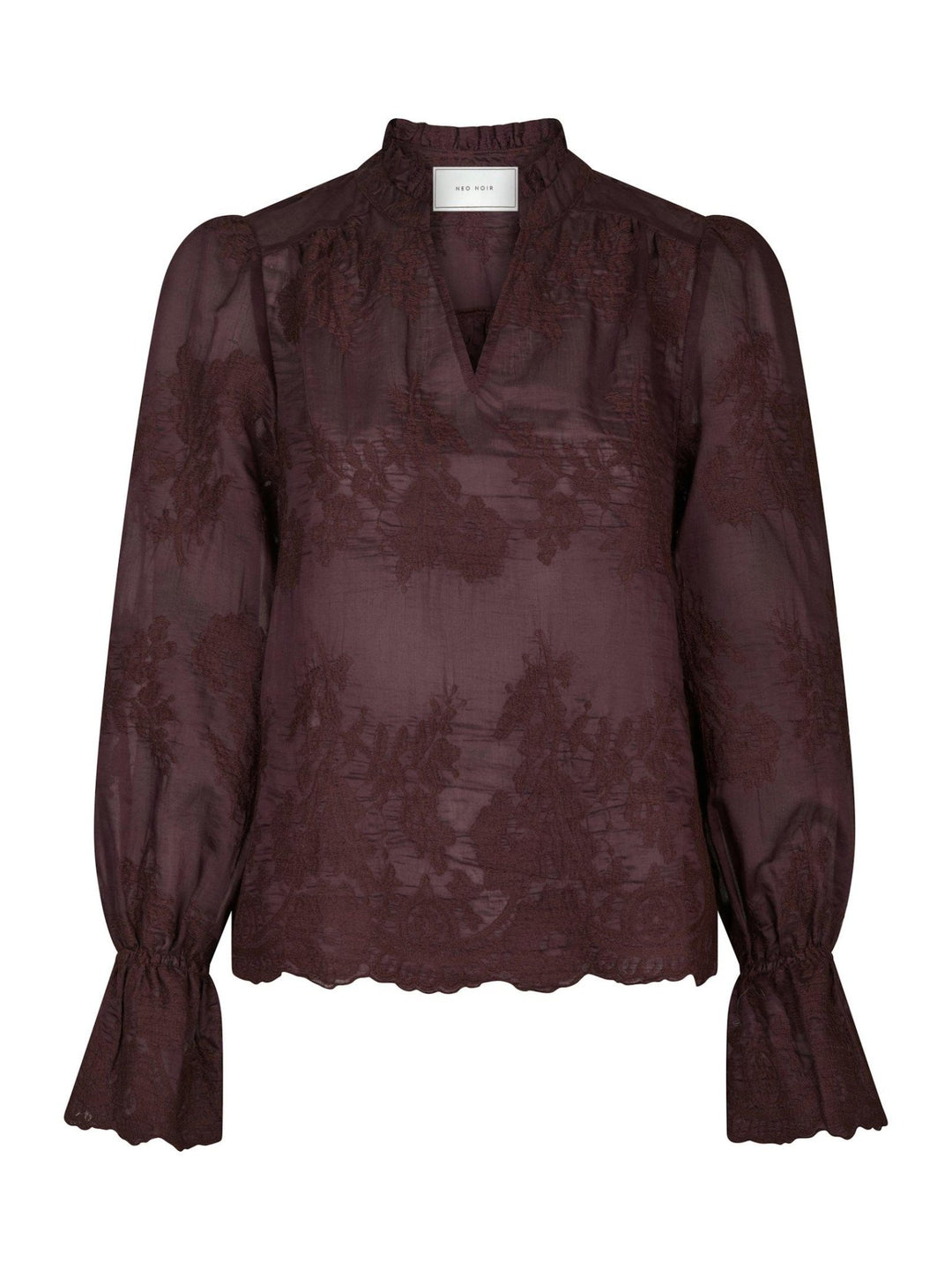 Amara Big Embroidery Blouse Burgundy | Skjorter og bluser | Smuk