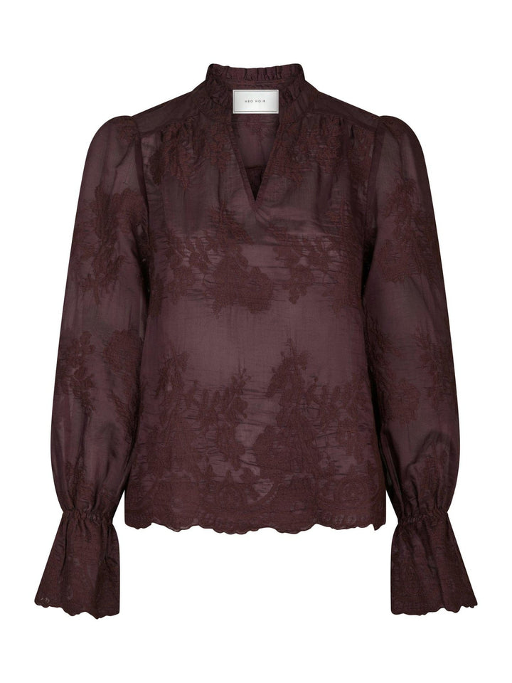 Amara Big Embroidery Blouse Burgundy | Skjorter og bluser | Smuk