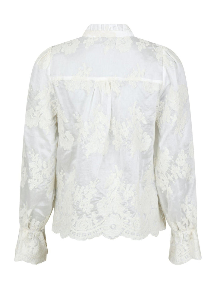 Amara Big Embroidery Blouse Off White | Skjorter og bluser | Smuk - Dameklær på nett