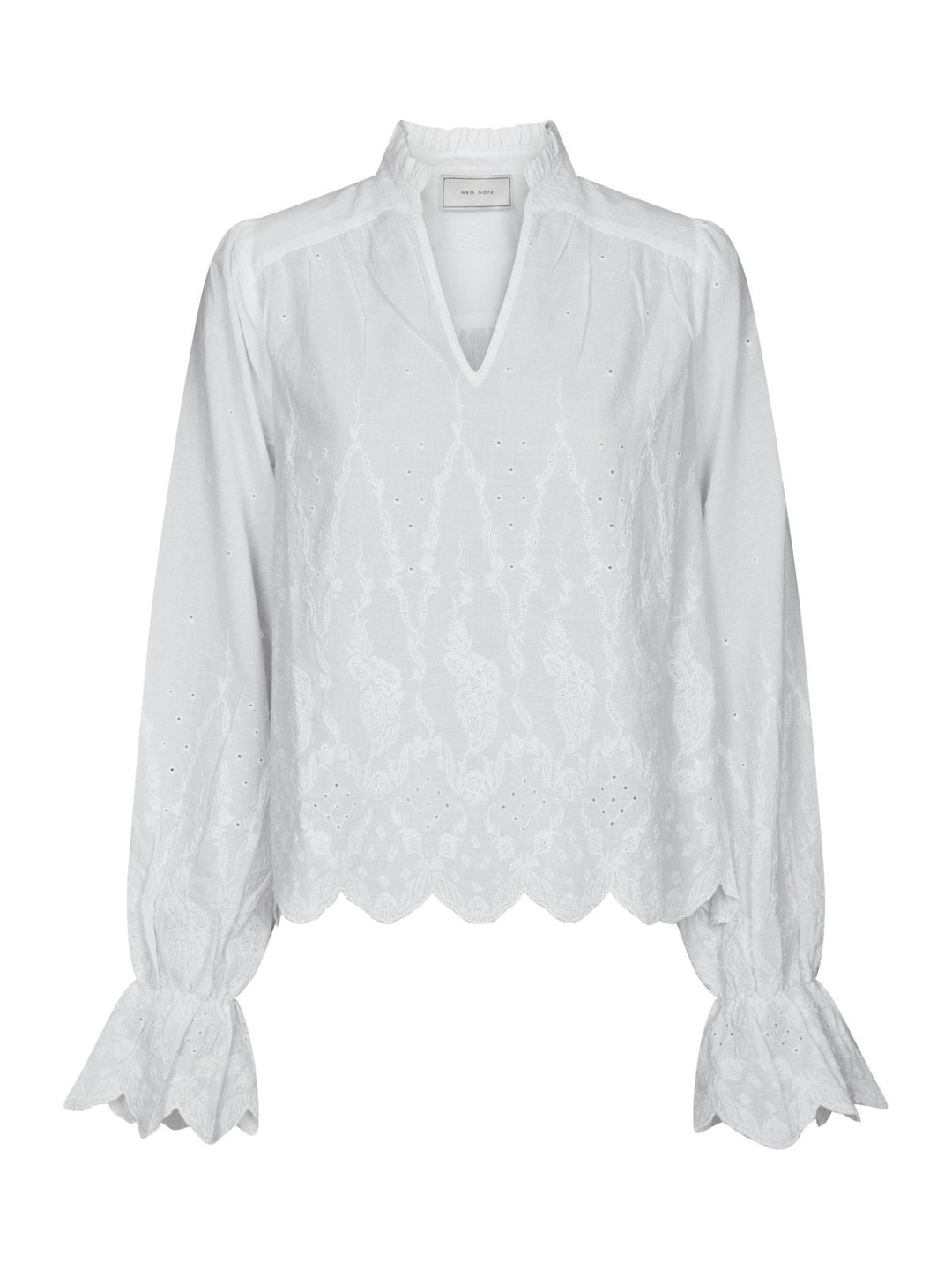 Amara Delicate Emb Blouse White | Skjorter og bluser | Smuk