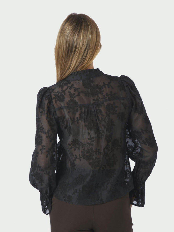 Amara Emb. Blouse Black | Skjorter og bluser | Smuk