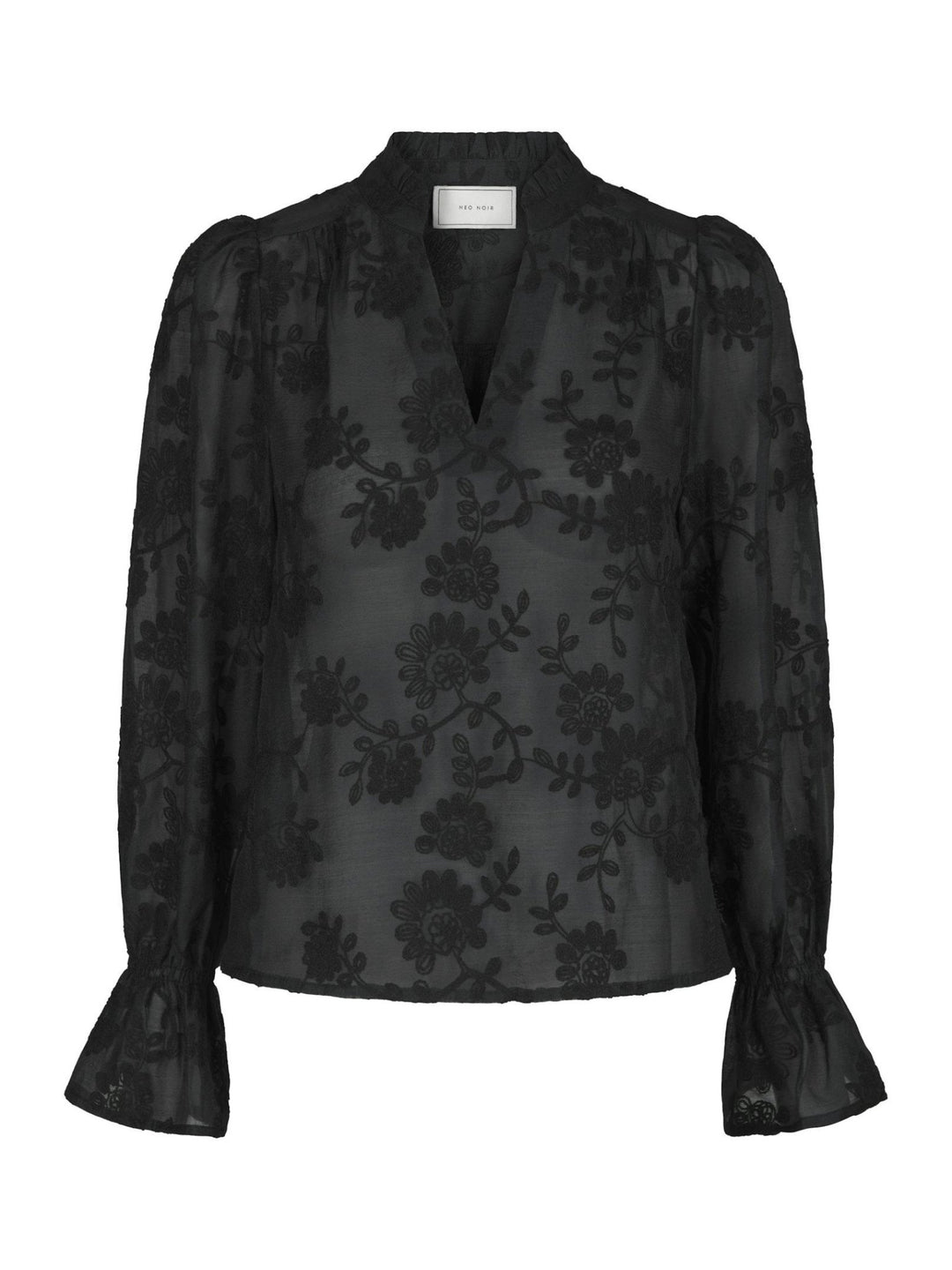 Amara Emb. Blouse Black | Skjorter og bluser | Smuk