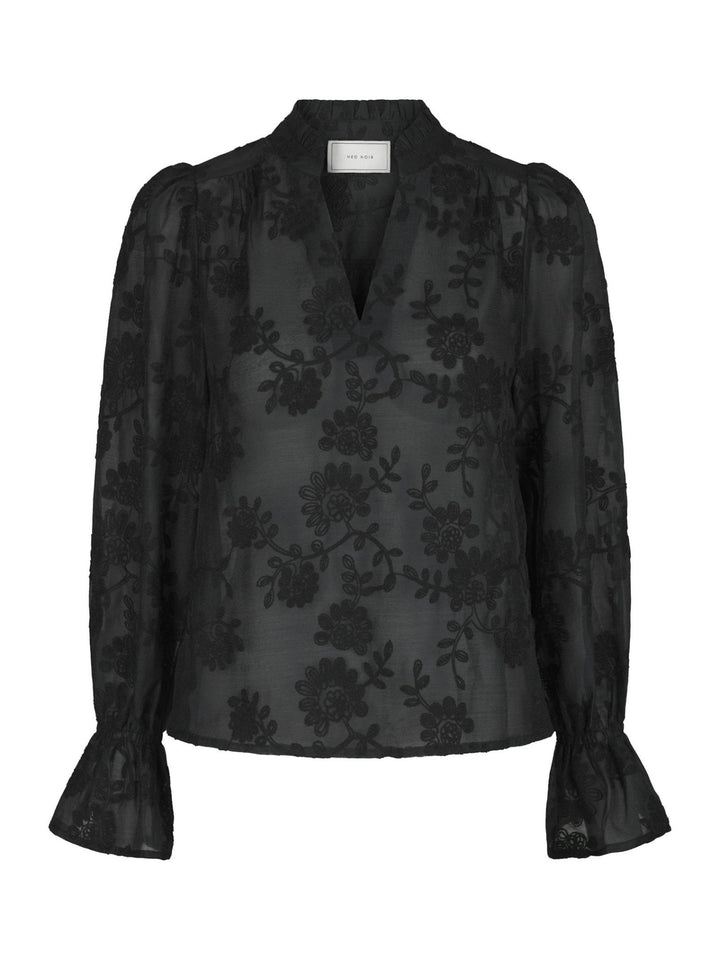 Amara Emb. Blouse Black | Skjorter og bluser | Smuk