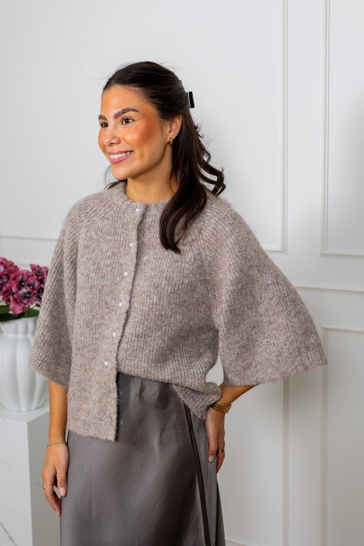 Amaya Fluffy Knit Cardigan Beige Melange | Genser | Smuk