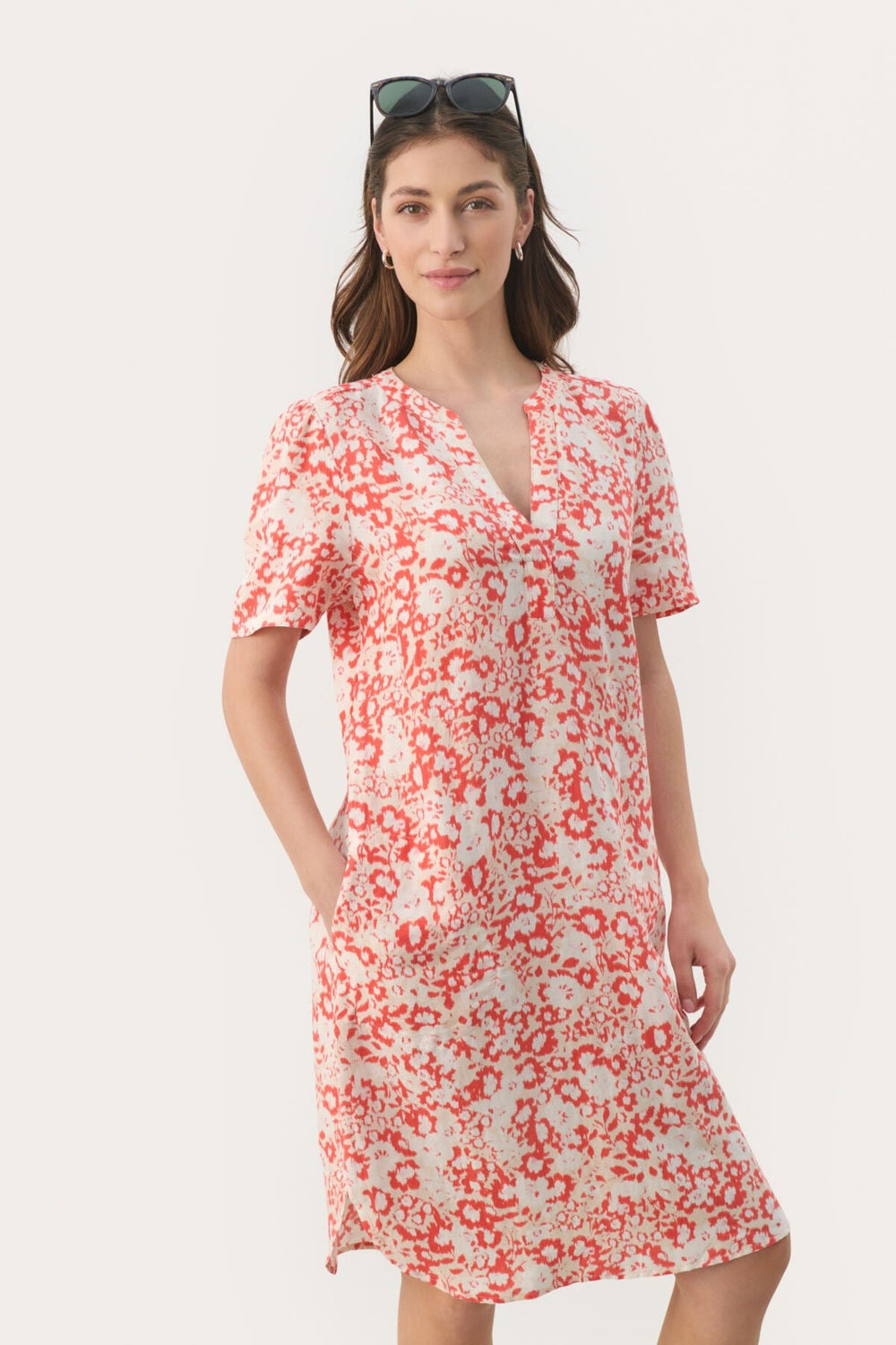 Aminasepw Dress Mandarin Red Blurred Flower | Kjoler | Smuk - Dameklær på nett