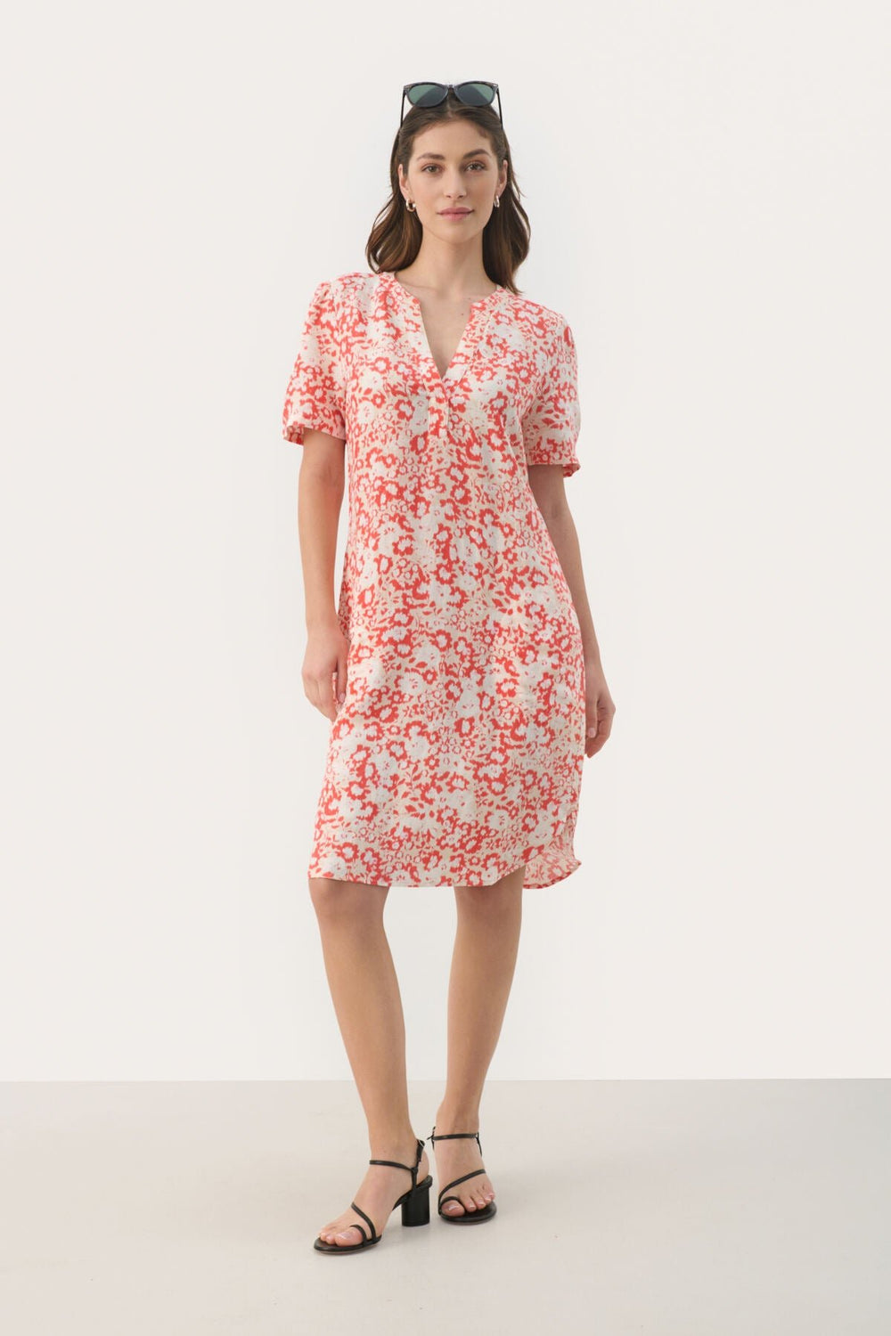 Aminasepw Dress Mandarin Red Blurred Flower | Kjoler | Smuk - Dameklær på nett