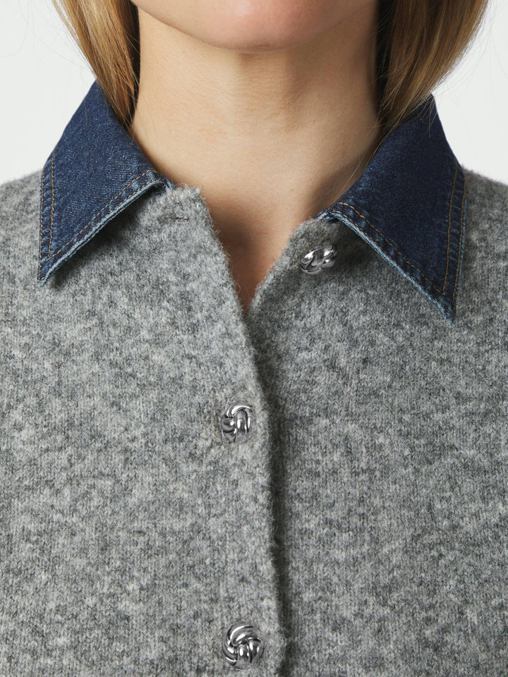 Amoria Knit Cardigan Grey Melange | Genser | Smuk