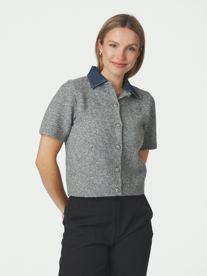 Amoria Knit Cardigan Grey Melange | Genser | Smuk