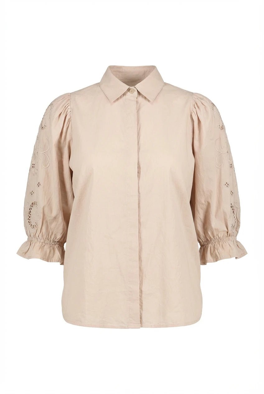 Amy Embroidered Shirt Golden Beige Poplin | Skjorter og bluser | Smuk