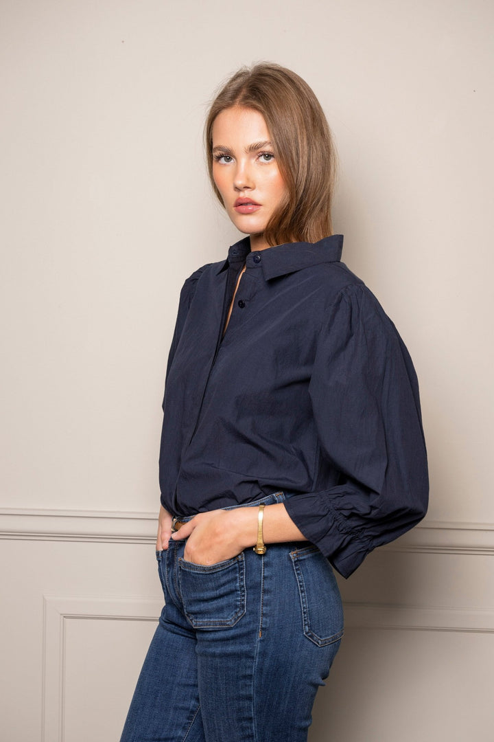 Amy Shirt Marine Poplin | Skjorter og bluser | Smuk - Dameklær på nett