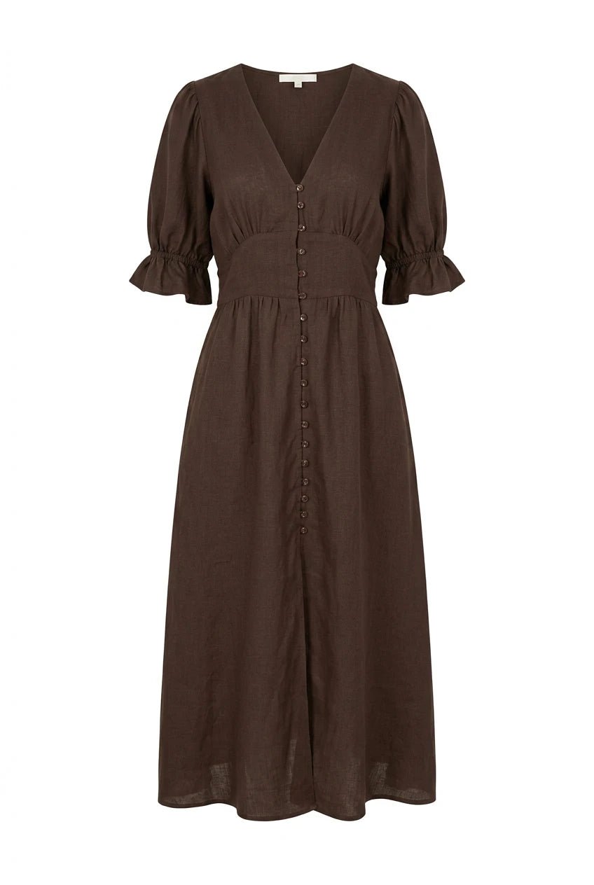 Andrea Dress Espresso Linen | Kjoler | Smuk