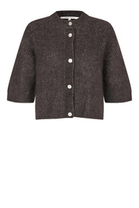 Andrea Knit Rib Cardigan Chocolate Torte