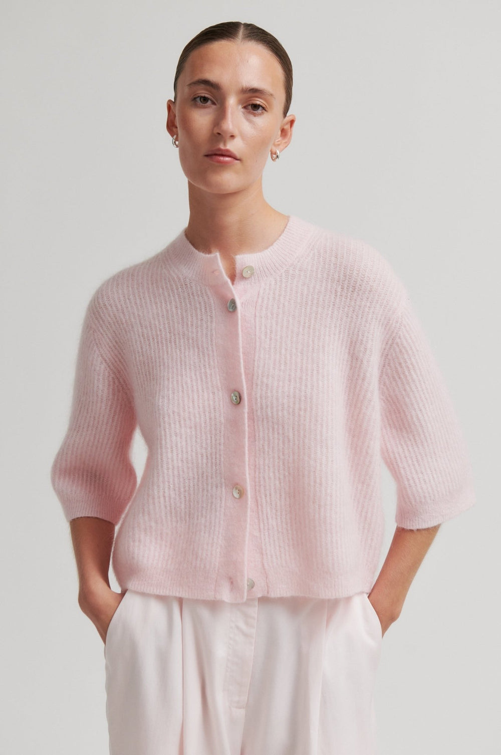 Andrea Knit Rib Cardigan Crystal Pink | Genser | Smuk