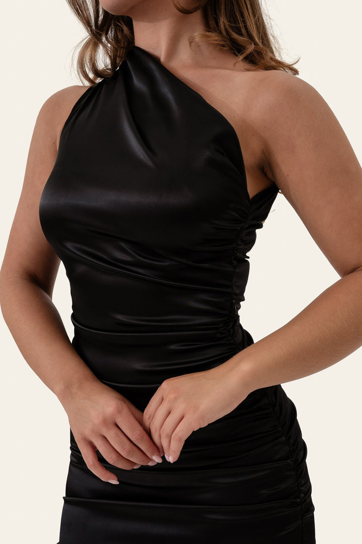 Andrea Satin Dress Black | Kjoler | Smuk
