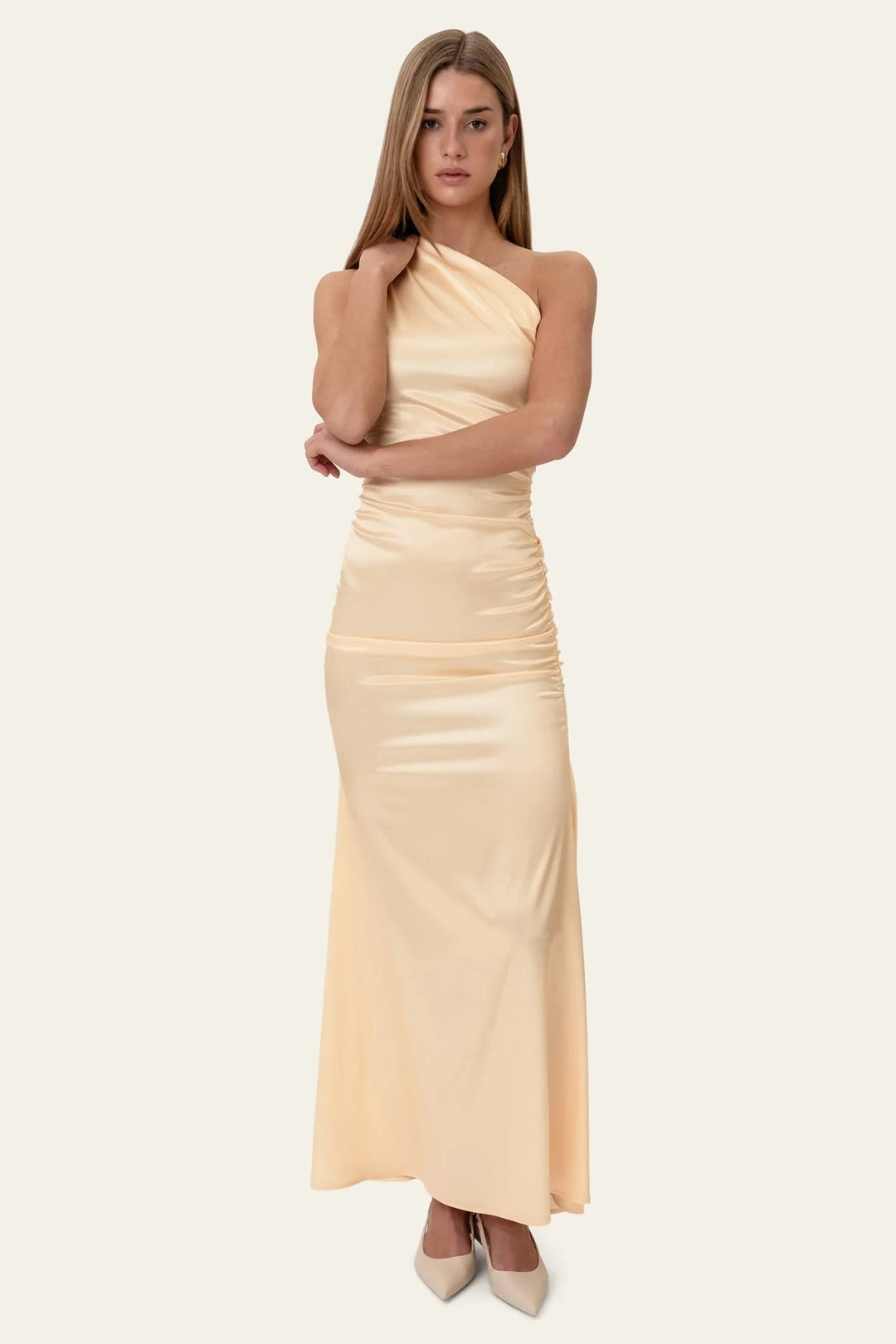 Andrea Satin Dress Butter Yellow | Kjoler | Smuk