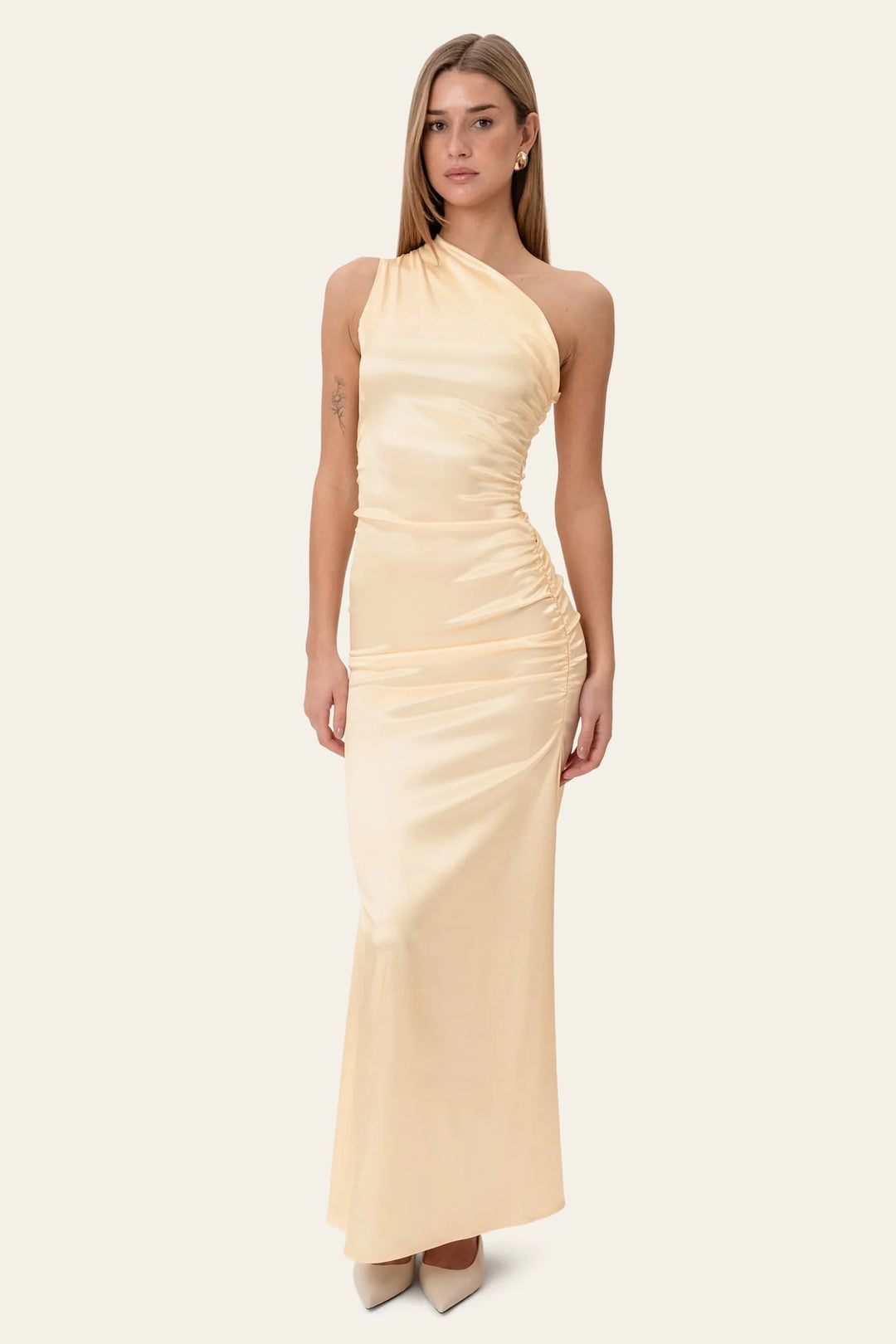Andrea Satin Dress Butter Yellow | Kjoler | Smuk
