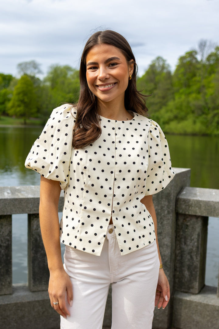 Anela Dot Blouse White | Skjorter og bluser | Smuk