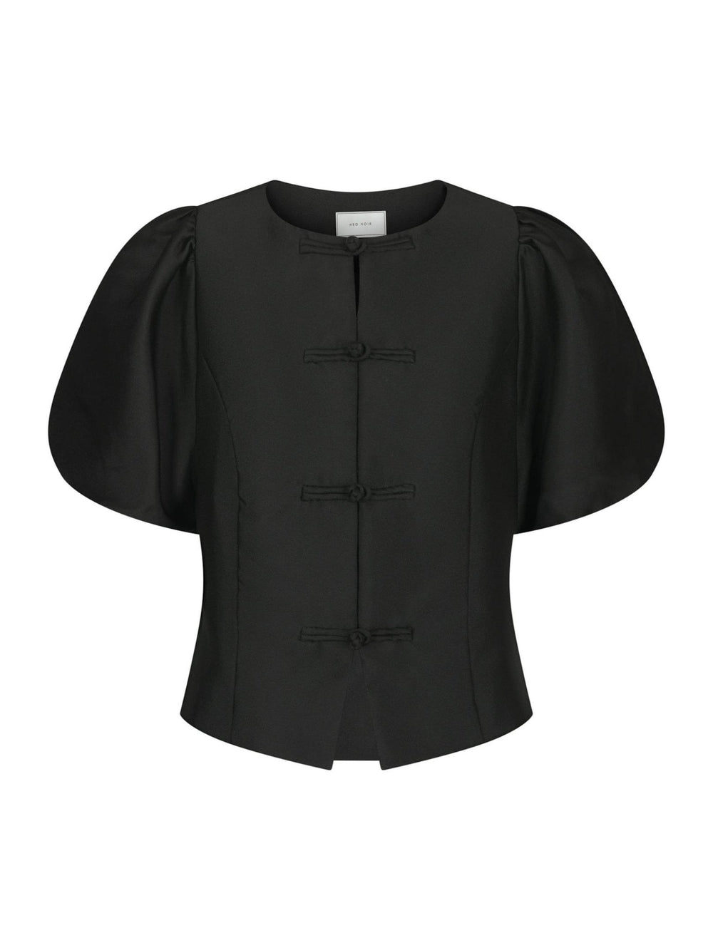 Anela Mandarin Dull Satin Blouse Black | Skjorter og bluser | Smuk