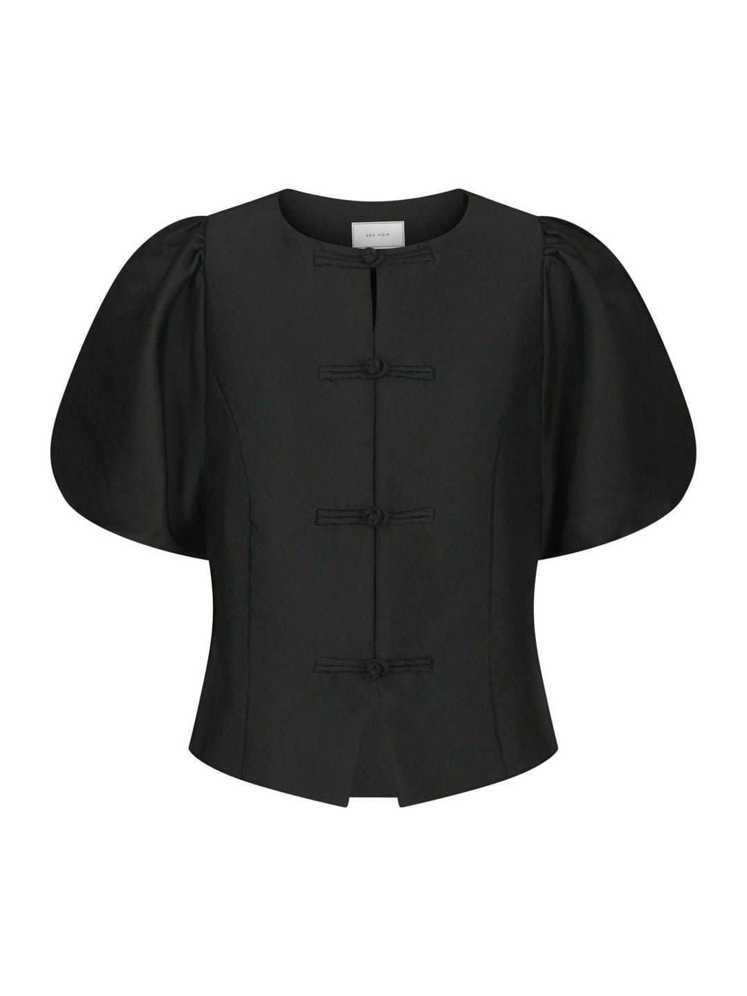 Anela Mandarin Dull Satin Blouse Black | Skjorter og bluser | Smuk