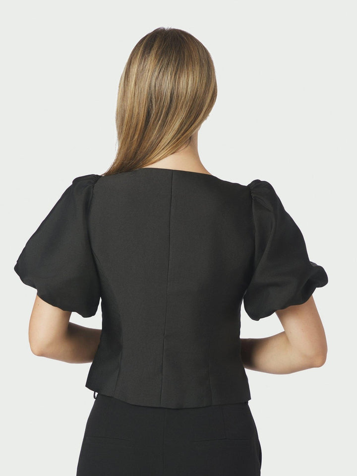 Anela Mandarin Dull Satin Blouse Black | Skjorter og bluser | Smuk