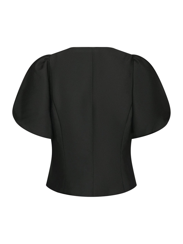Anela Mandarin Dull Satin Blouse Black | Skjorter og bluser | Smuk