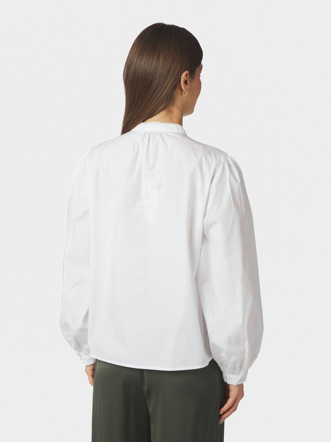 Aneliah C Poplin Emb Blouse White | Skjorter og bluser | Smuk