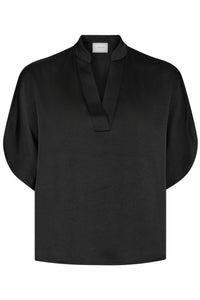 Anelle Heavy Sateen Blouse Black