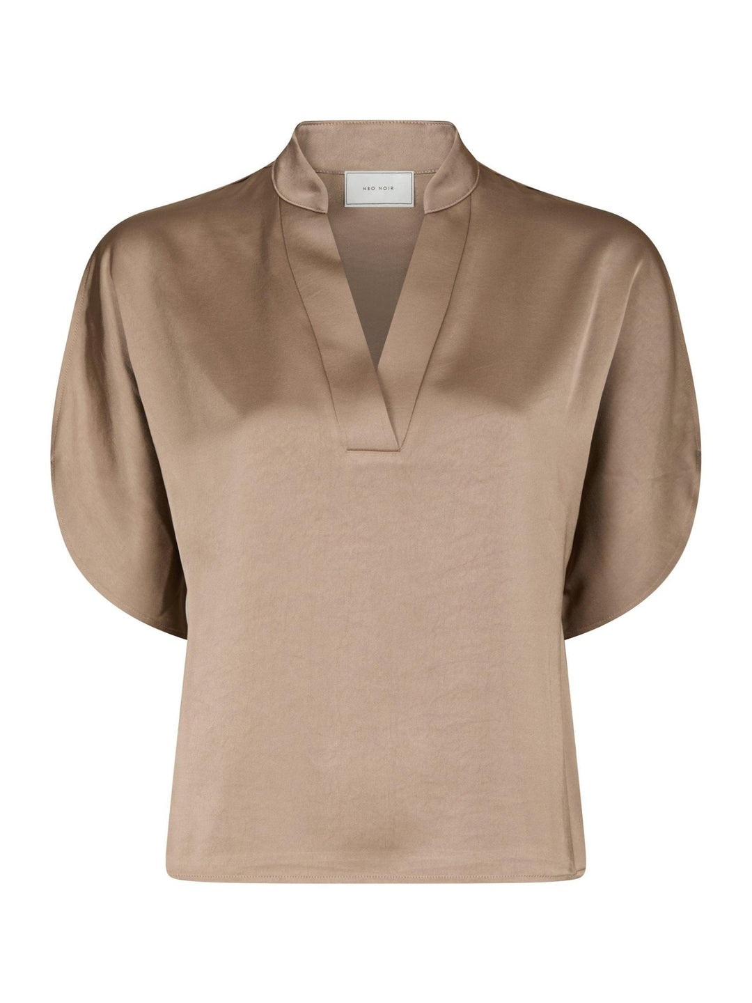 Anelle Heavy Sateen Blouse Dark Taupe | Skjorter og bluser | Smuk
