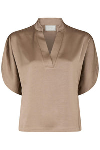Anelle Heavy Sateen Blouse Dark Taupe