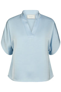 Anelle Heavy Sateen Blouse Light Blue