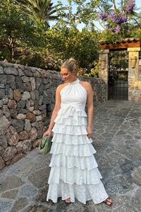 Angel Maxi Dress Halterneck White