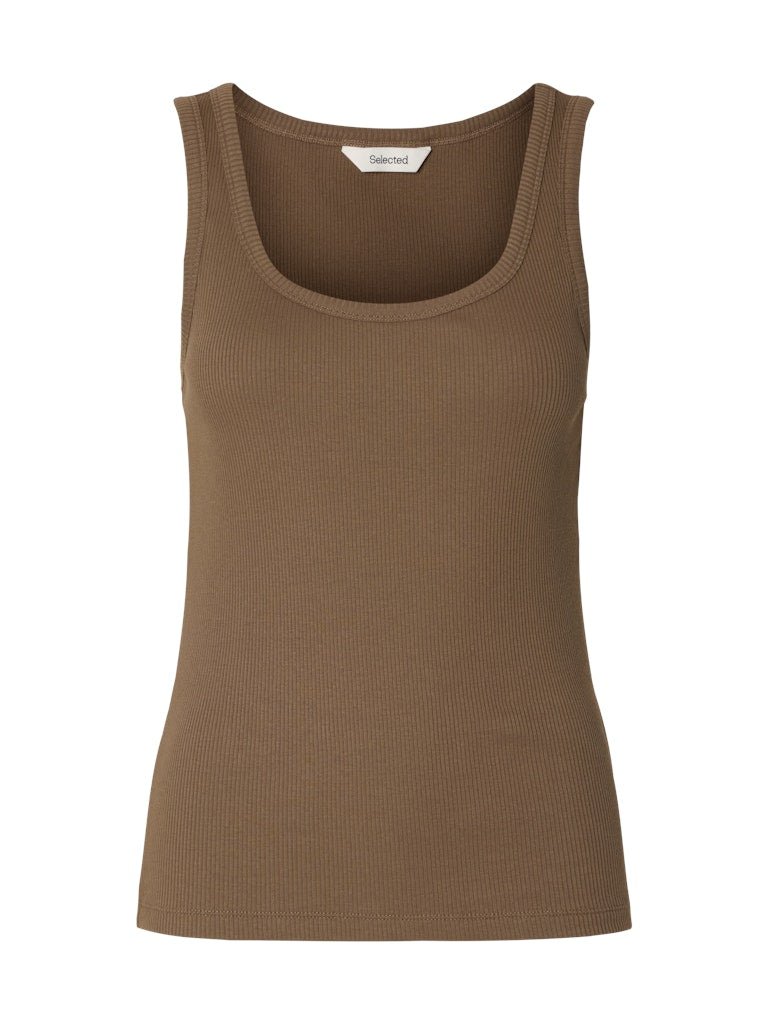 Anna U - Neck Tank Top Chocolate Chip | Topper | Smuk
