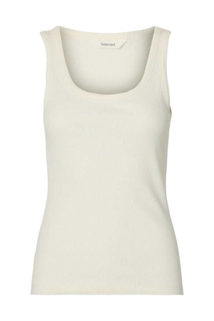Anna U - Neck Tank Top Snow White | Topper | Smuk - Dameklær på nett