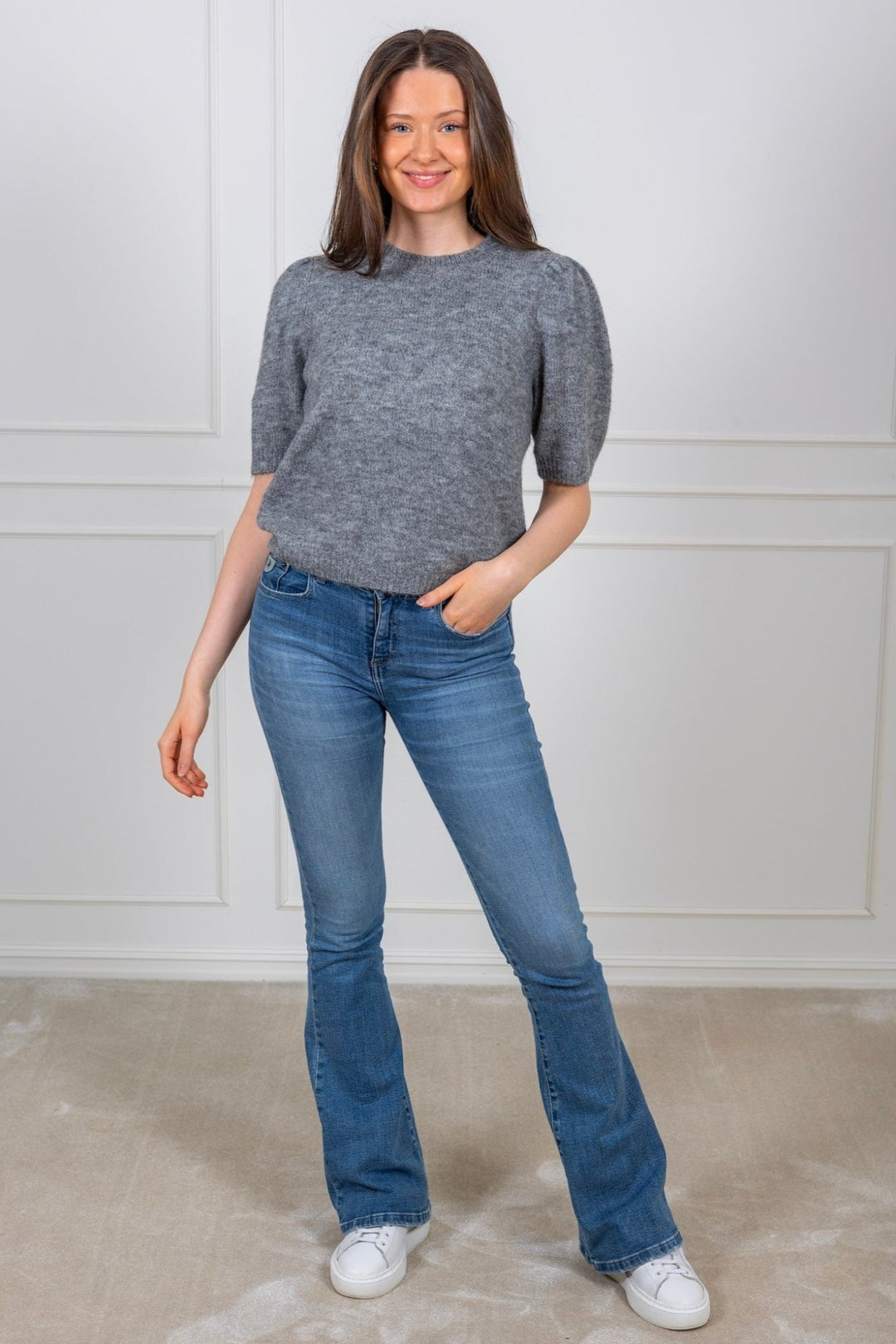 Anne Ss Knit Pullover Light Grey Melange | Genser | Smuk - Dameklær på nett