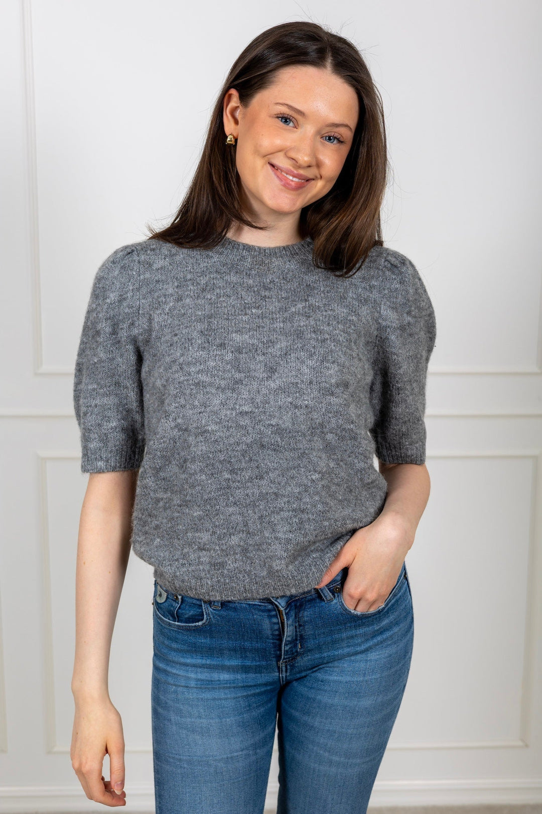 Anne Ss Knit Pullover Light Grey Melange | Genser | Smuk - Dameklær på nett