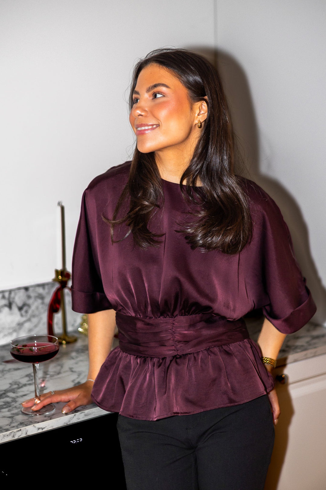 Annegret Heavy Sateen Blouse Burgundy | Skjorter og bluser | Smuk